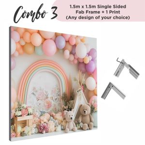 Combo 3 - 1.5x1.5m Single Sided Wall Mounted Frame & 1x 1.5x1.5m Print
