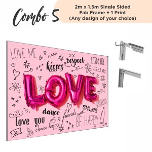 Combo 5 - 2x1.5m Single Sided Wall Mounted Frame & 1x Print