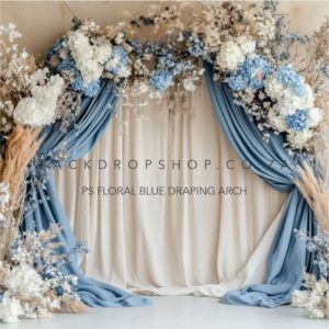 PS Floral Blue Draping Arch Backdrop
