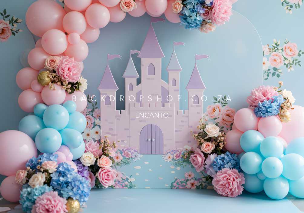 Encanto 407 – Fairytale castle balloons pastel birthday