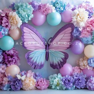 Encanto 409 - Purple butterfly balloons flowers