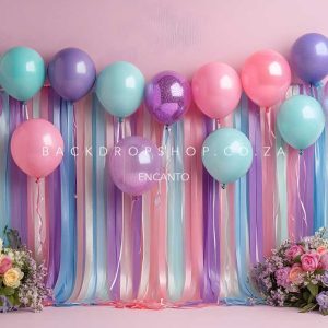Encanto 415 - Balloons ribbons birthday bright colours