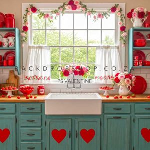 Polina Valentine hearts kitchen red blue 05