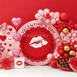 Encanto Valentines hearts kiss lips red balloons 17