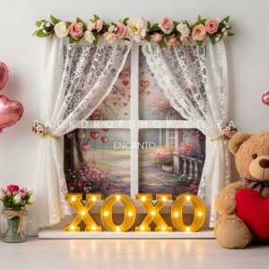 Encanto Valentines hearts xoxo bear window 38